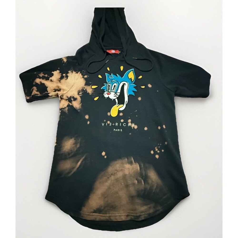 Vie+Riche Paris Hoodie Mens L Black Dog Logo Sweatshirt